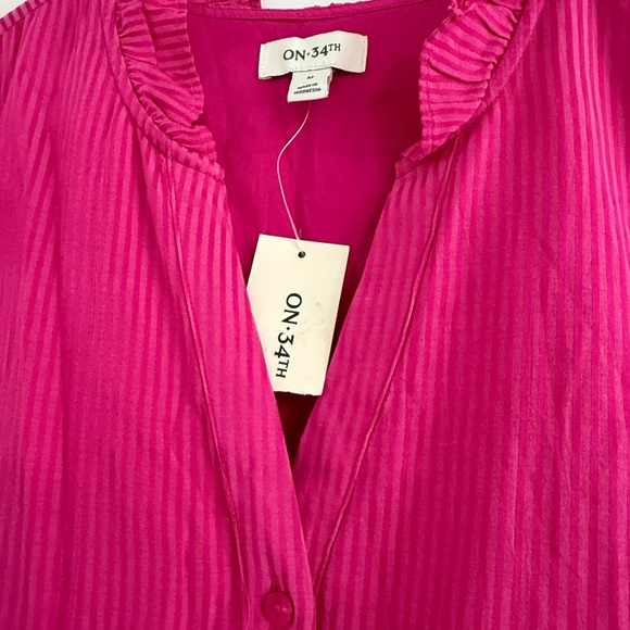 Pink Flutter-Sleeve Shirtdress, - Picture 6 of 6